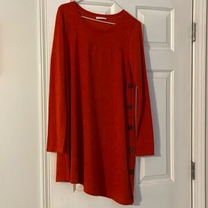 Rust orange sweater tunic with button details